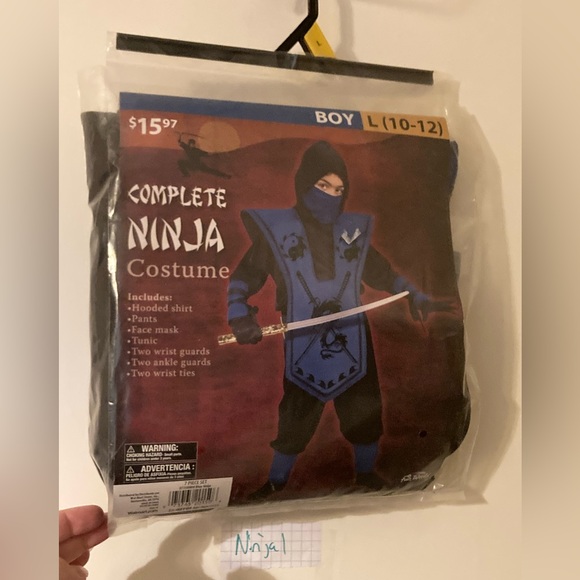 NWT Ninja costume 7 piece set youth size Large 10/12 NEW tunic pants set - Picture 2 of 9
